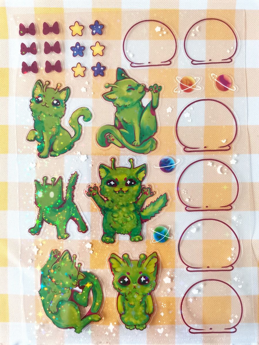 Alien Cat Sticker Sheet!! product image (2)