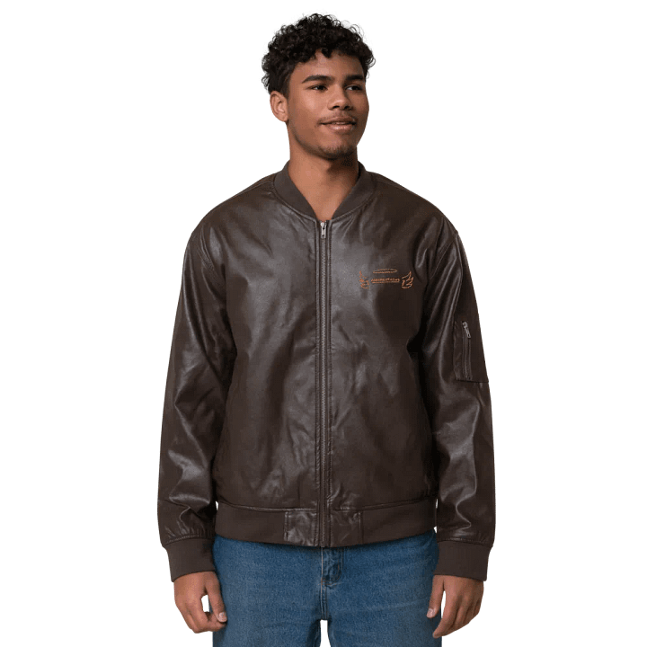 ANGELIC monochrome brown faux leather jacket product image (2)