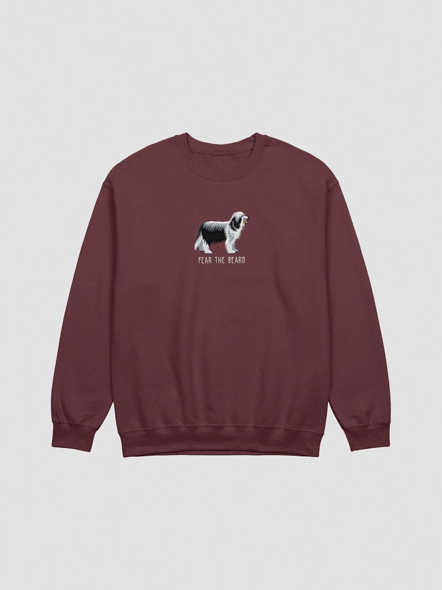 Fear the Beard Sweatshirt (Embroidered) of a Bearded Collie(Black & White) product image (7)