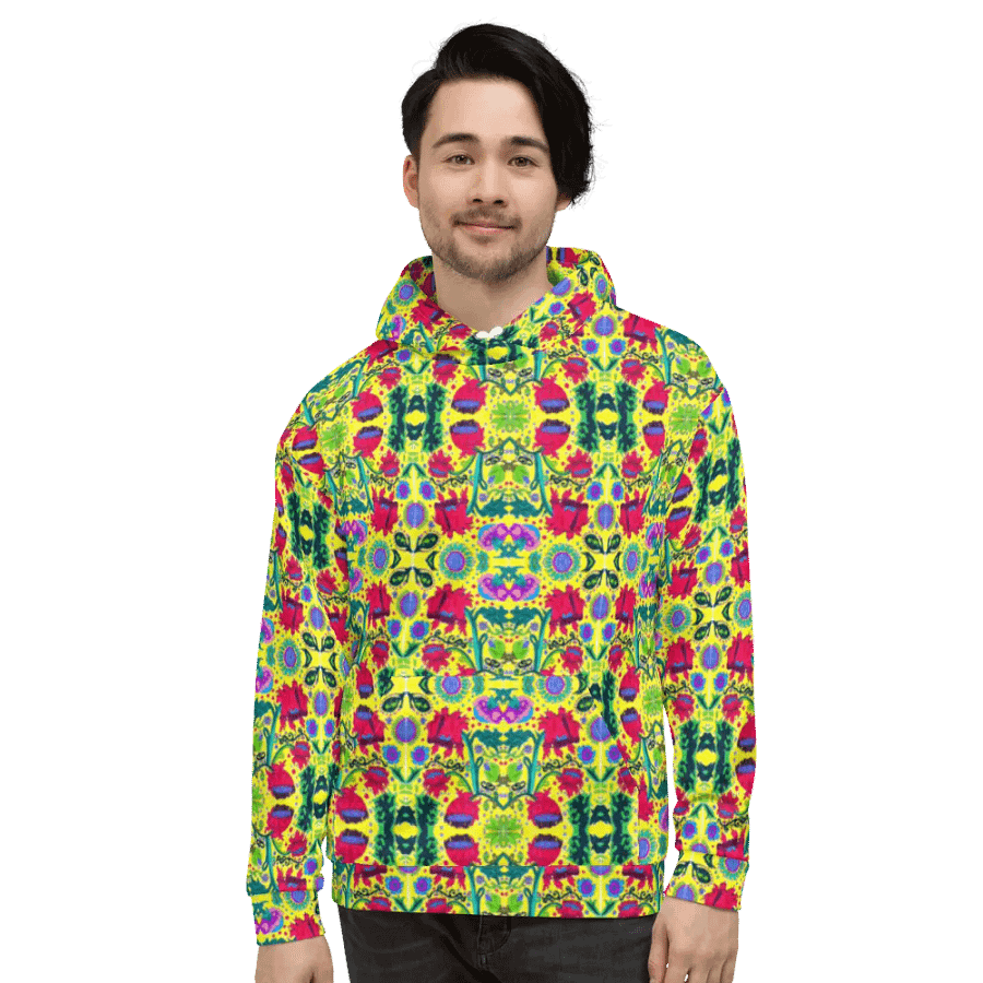 Abstract Poppy Flowers Unisex All Over Print Pull Over Hoodie product image (7)