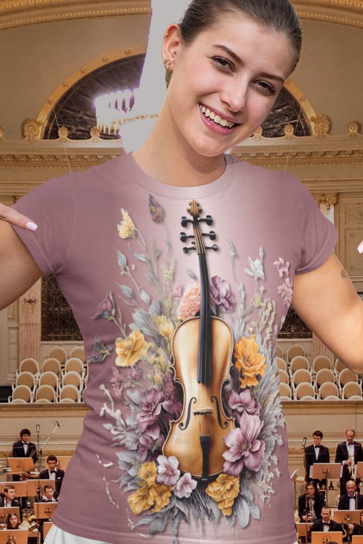 Floral Violin All Over Print T-shirt product image (1)