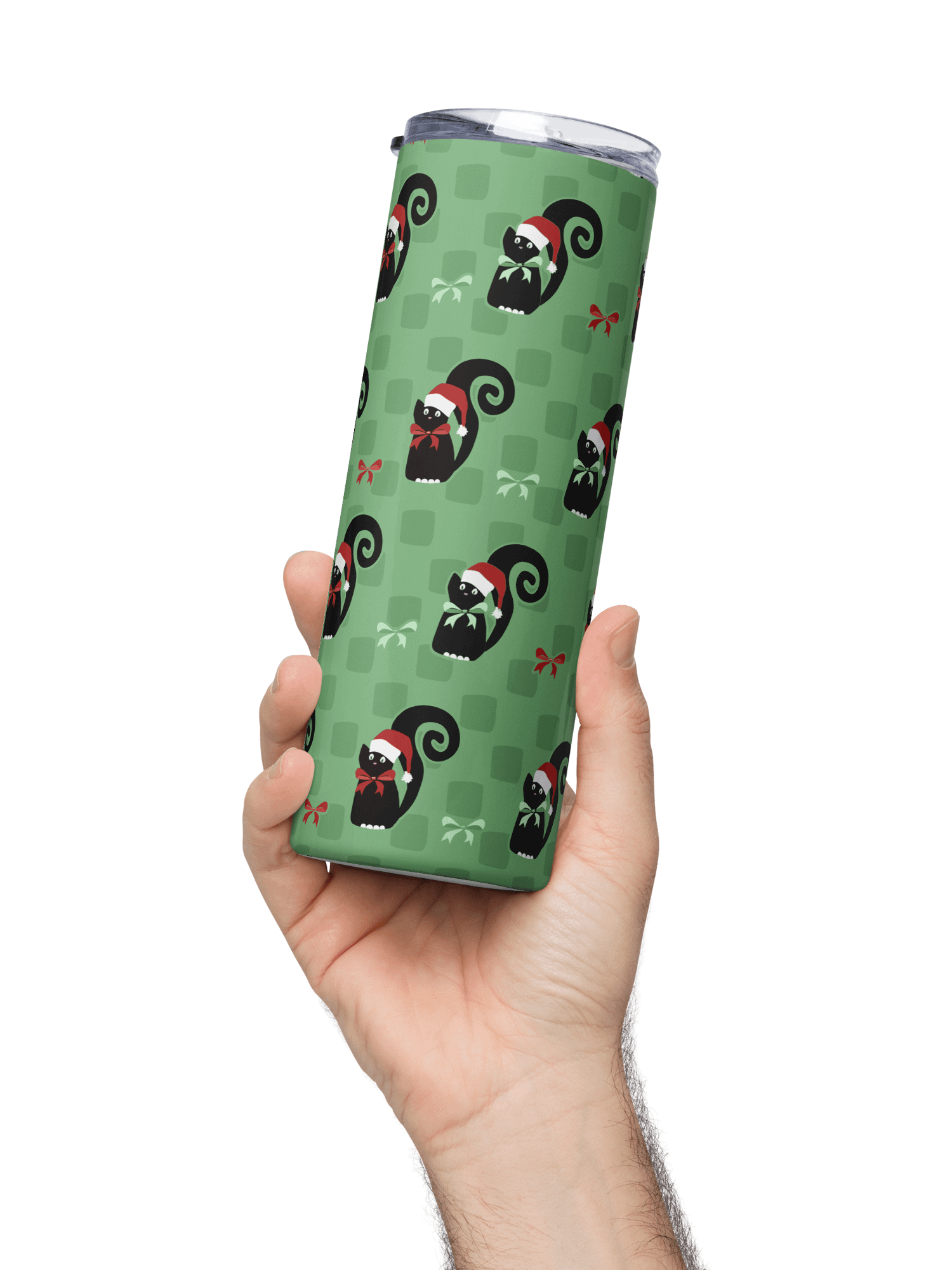 Christmas Kitties in a Row 20 oz Stainless Steel Tumbler – Green product image (3)