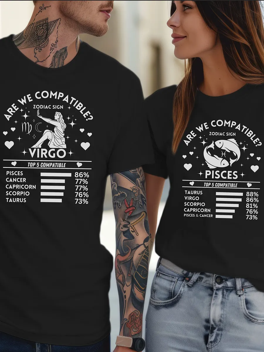Virgo Zodiac Sign Romantic Compatibility T-Shirt - Dark Comfort Colors 1717 product image (2)