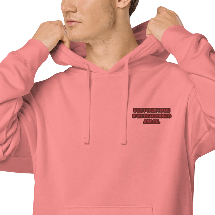 L.C. HEADPHONES ON (cherry design) embroidered pigment hoodie product image (1)