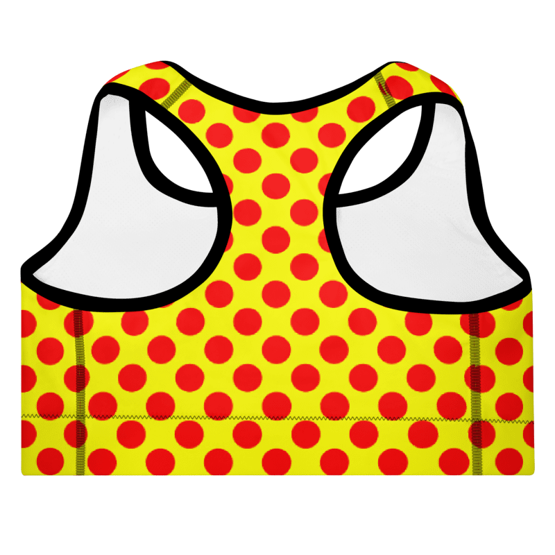 Red Polka Dots on Yellow Padded Sports Bra product image (6)
