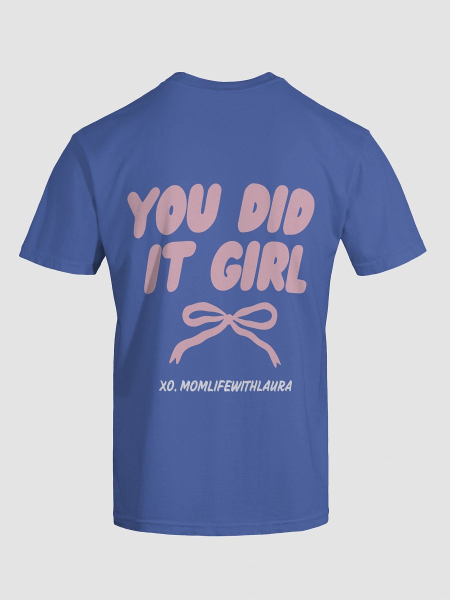 You Did it Girl Bow Comfort Colors Tee - Pink/Cobalt product image (6)
