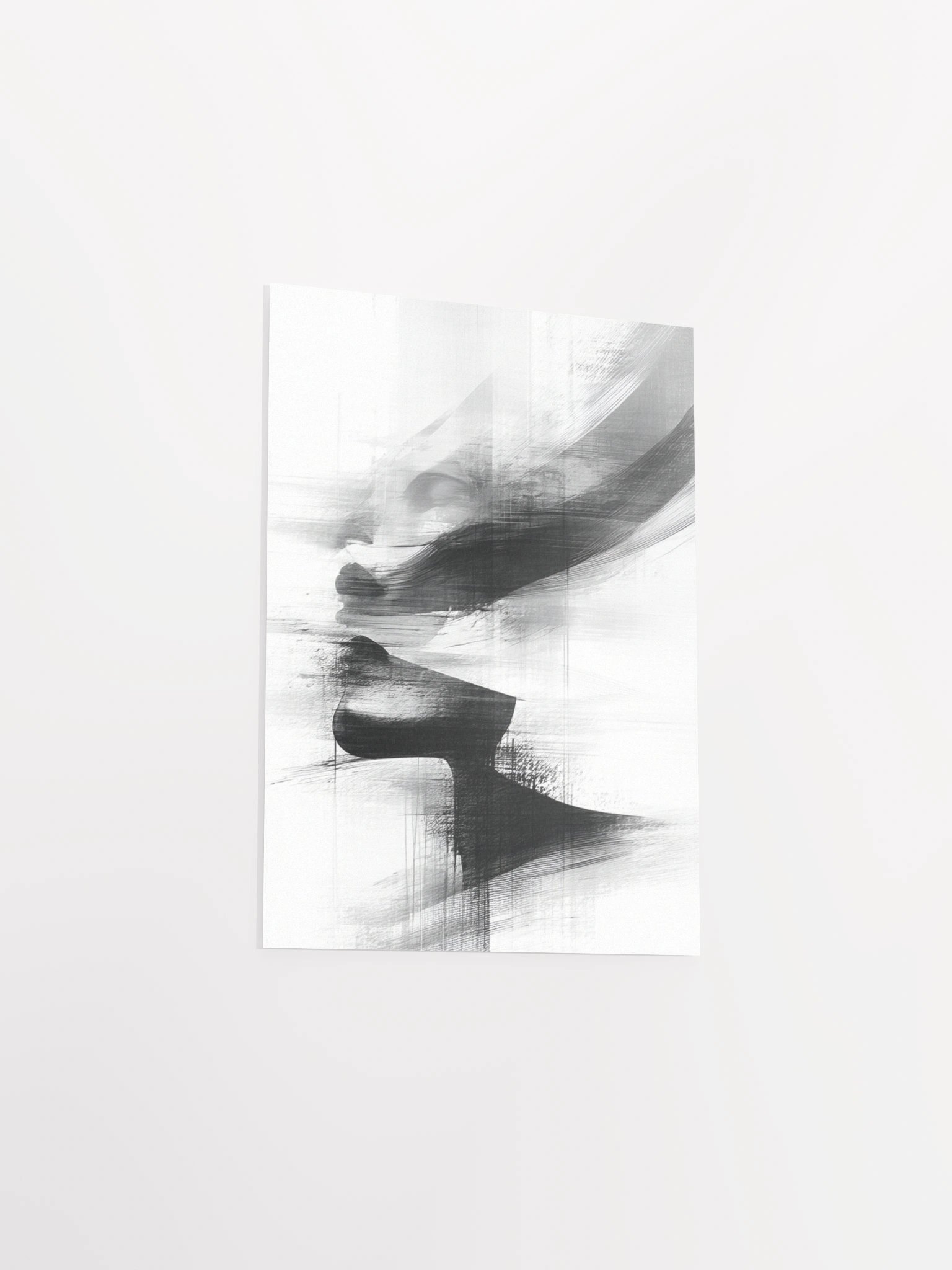 Fluidity in Motion Poster Black & White Abstract Minimalist Wall Art Print, Modern Monochrome product image (28)