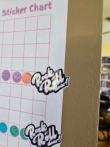 Using some of @cozy_potato_parts Rock n Roll dear! stickers on the kiddos' sticker charts, for when they fill a full row of s...