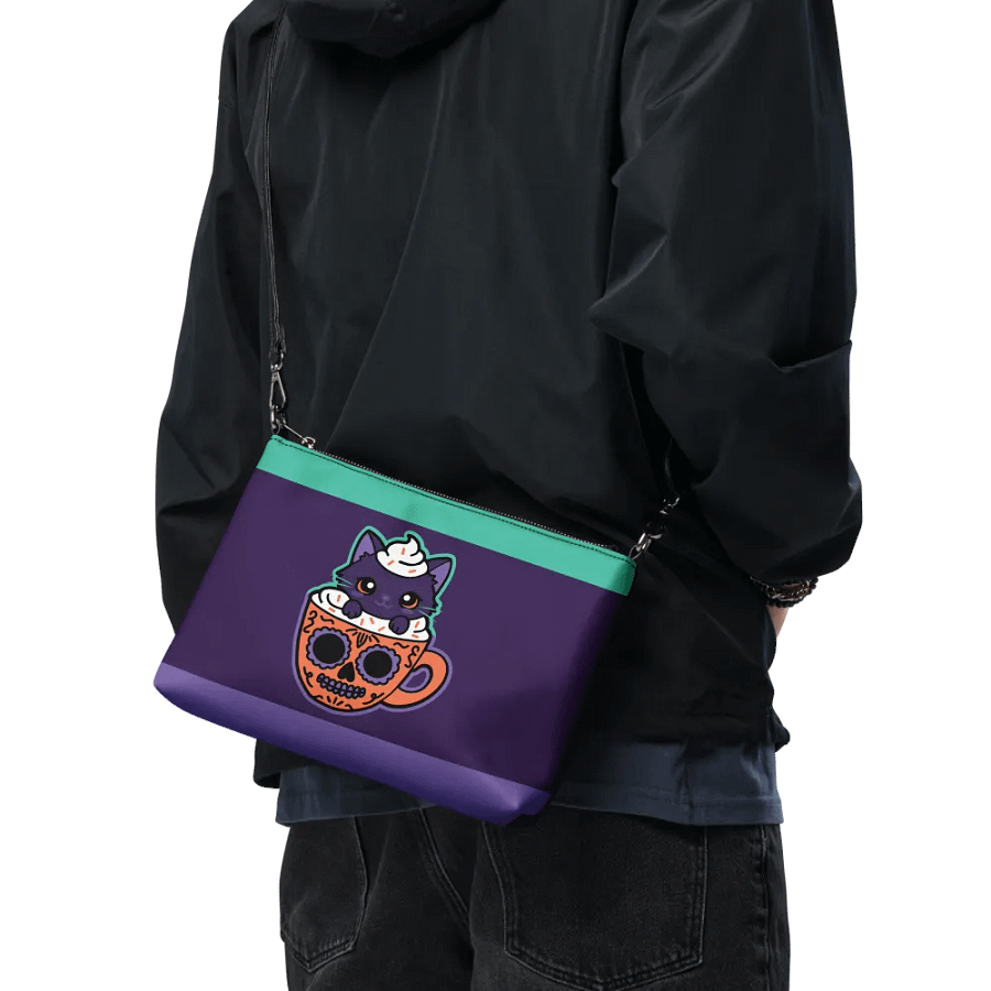 Sugar Skull Kitten Mug Flip-Sided Faux Leather Crossbody Bag product image (11)