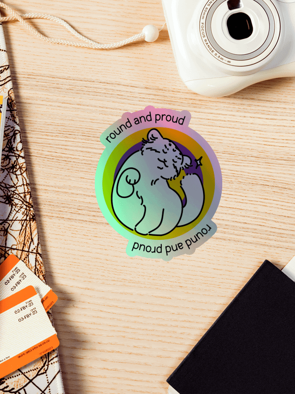 Round and Proud Manul Holo Sticker - Intersex Flag Version product image (4)