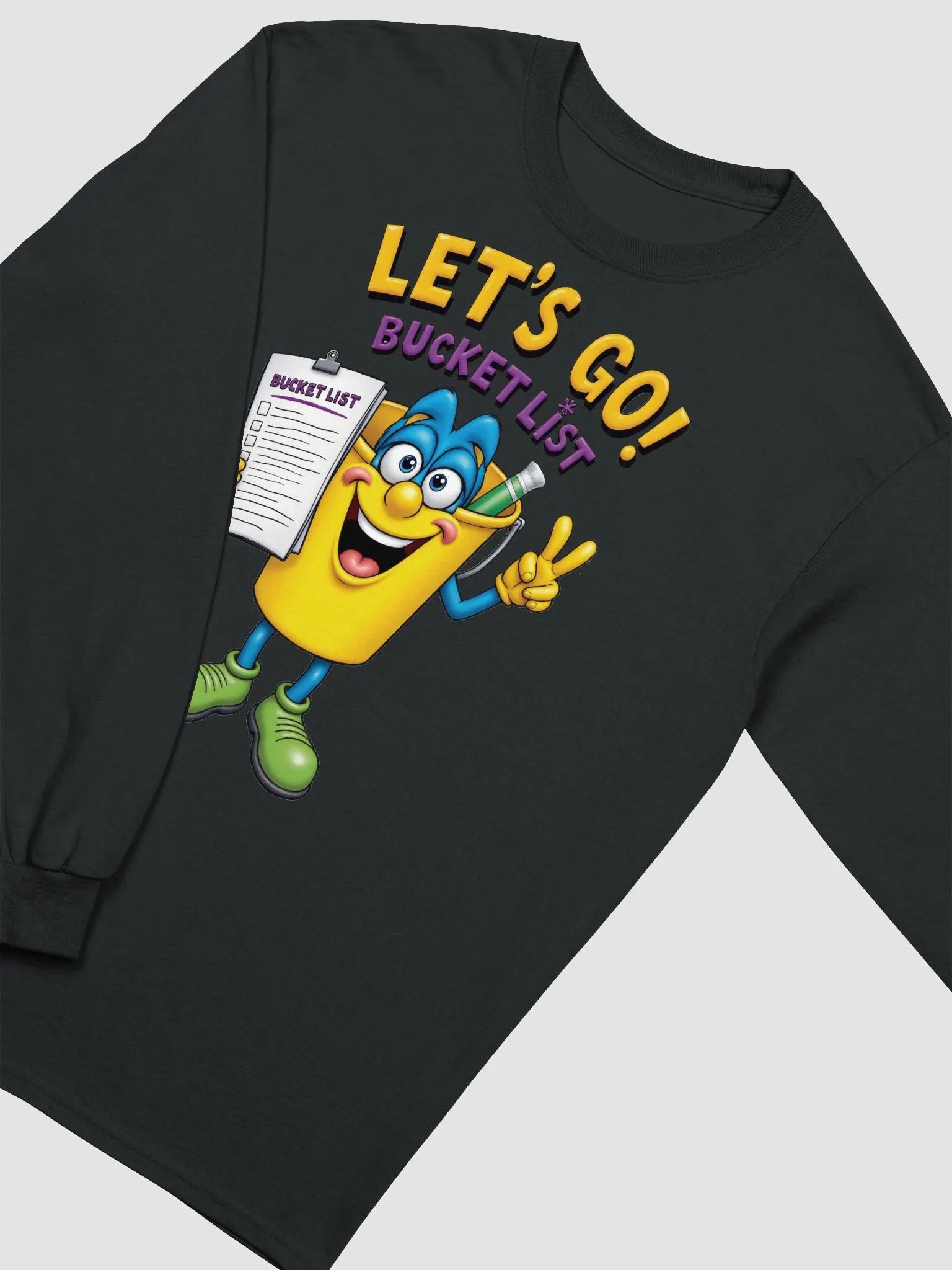 Let's Go! Bucket List Cartoon Long Sleeve Tee product image (32)