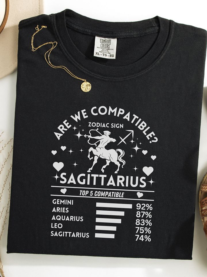 Sagittarius Zodiac Sign Romantic Compatibility T-Shirt - Dark Comfort Colors 1717 product image (1)