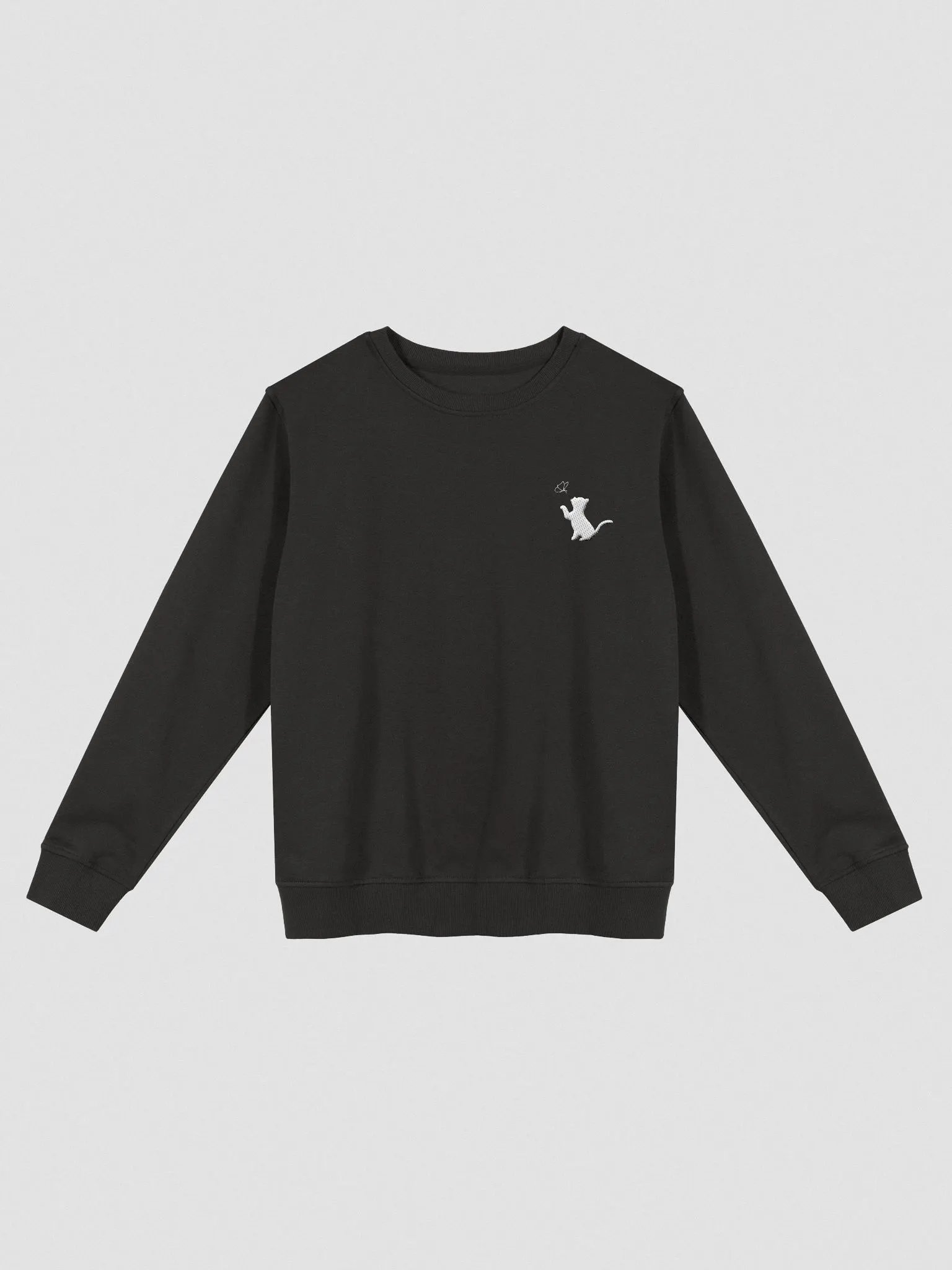 Outline Kitten and Butterfly Embroidered Sweater product image (1)