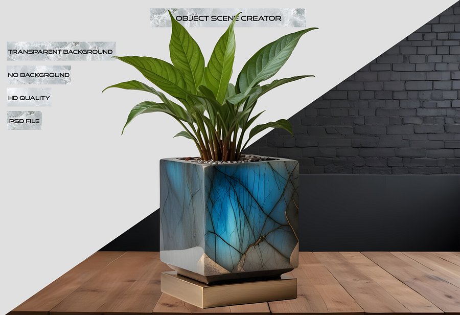Stellar Luxe – Labradorite and Bronze Planter PNG product image (2)