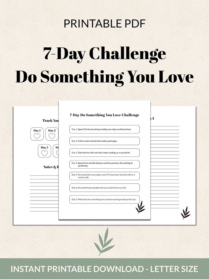 7-Day Do Something You Love Challenge Printable product image (2)