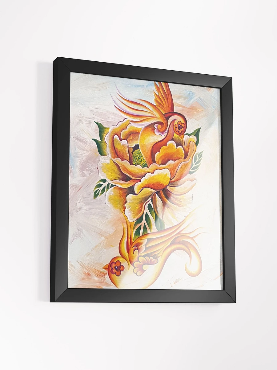 Monarch Orange Peony and Sparrows Framed Print product image (28)