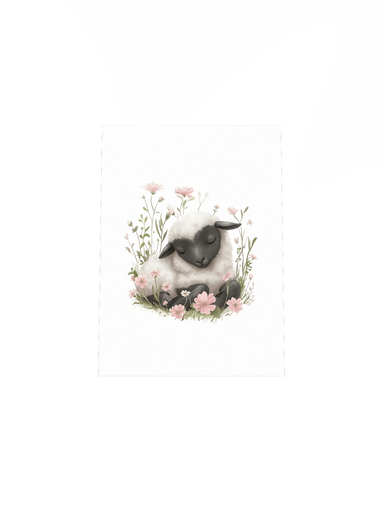 Sleeping Sheep in Pink Florals Farm Print product image (5)