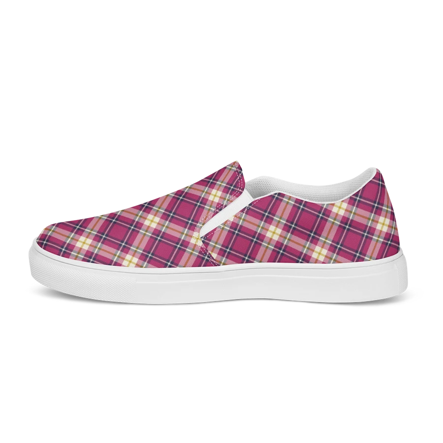 Hot Pink and Navy Blue Plaid Women's Slip-On Shoes product image (6)