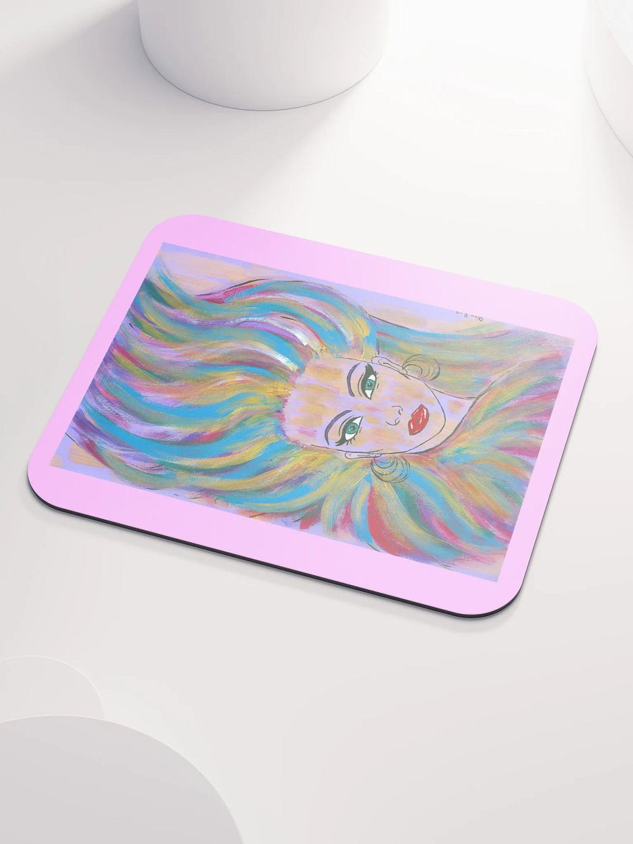Girl with the colorful hair - (art by Dina R.) - acrylic painting picture - Classic Mouse Pad product image (3)
