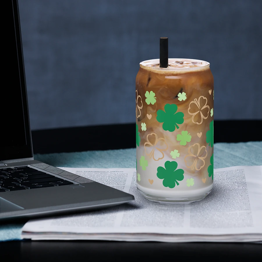 Shamrock Print Can-Shaped Glass ☘️ product image (5)