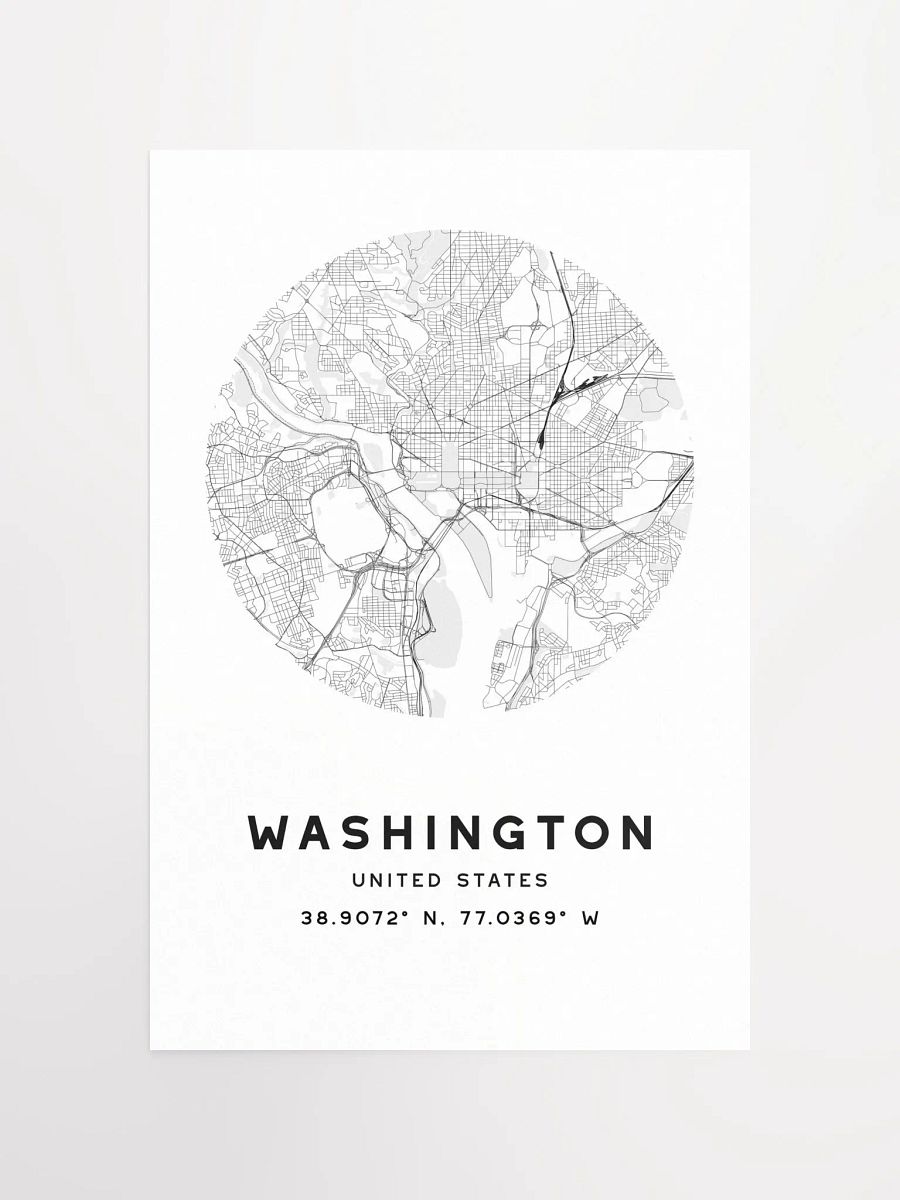 Washington Street Map Poster – White Minimalist Circular City Art product image (4)