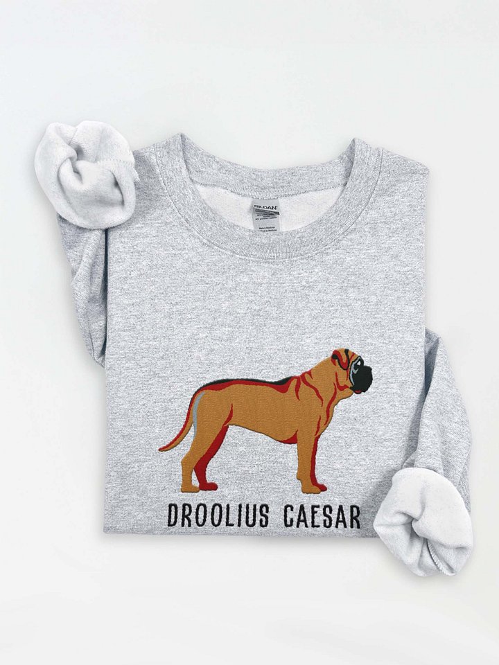 Droolius Caesar Sweatshirt (Embroidered) of an English Mastiff(Tan) product image (1)