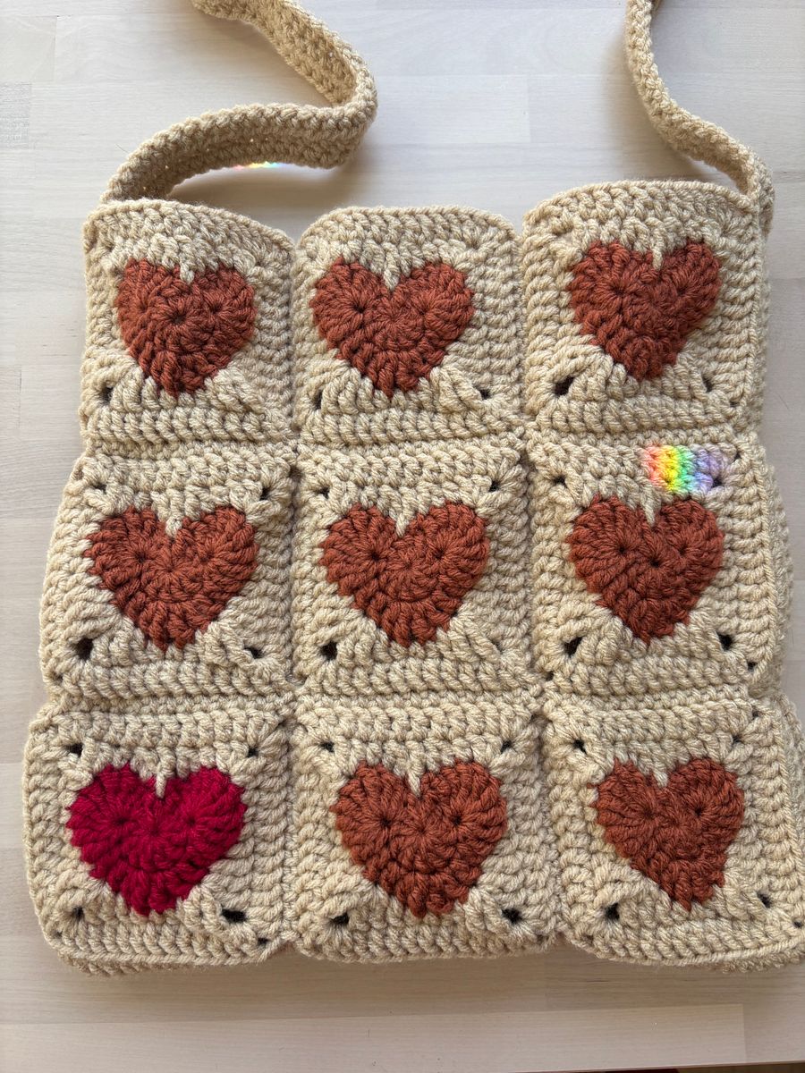 Chocolate Crochet Heart Tote product image (2)