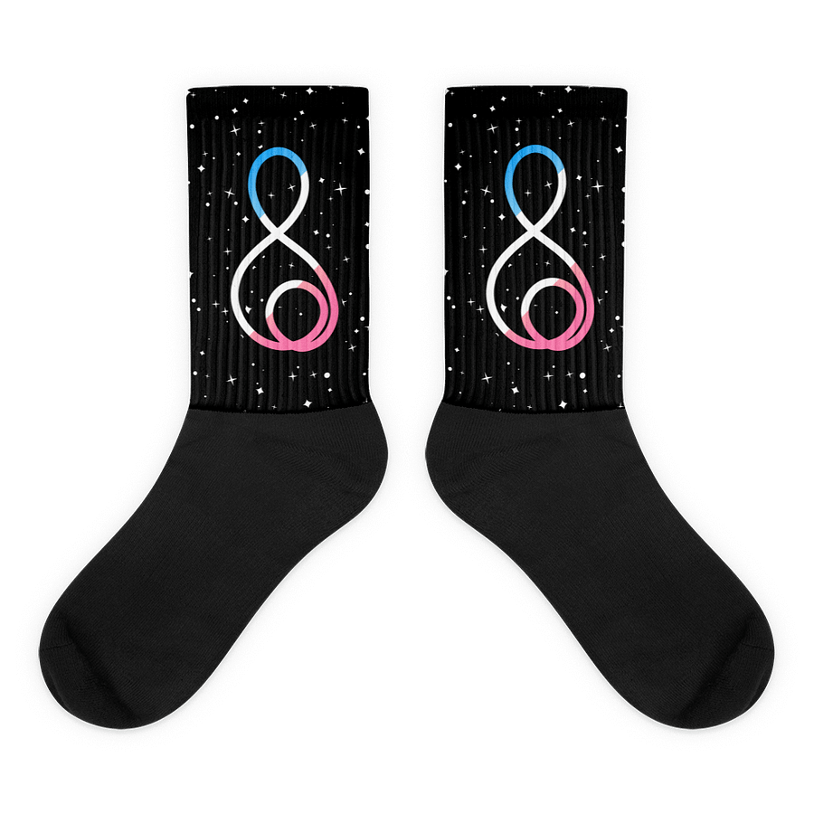 Treble Clef (Trans) - Black Foot Sublimated Socks product image (1)