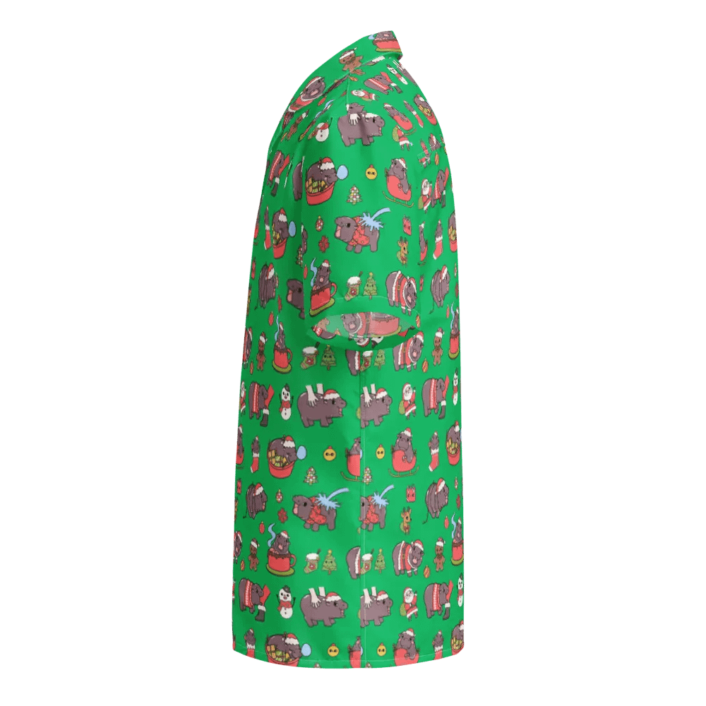 MOODENG'S GREEN CHRISTMAS HAWAIIAN SHIRT! product image (4)