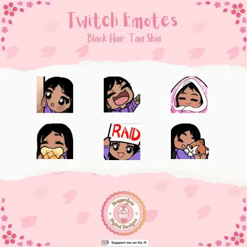 Twitch Emotes - Black hair, Brown skin product image (1)
