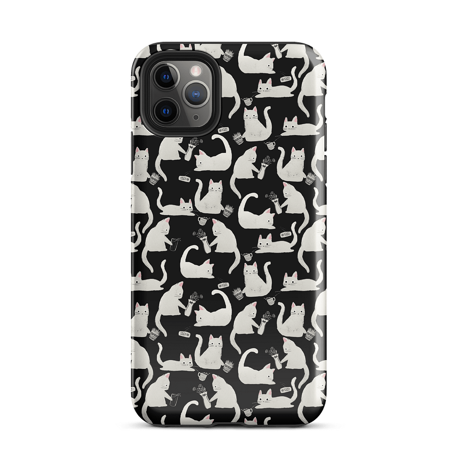 Bad Cats Knocking Stuff Over Patterned iPhone Case, Black product image (51)