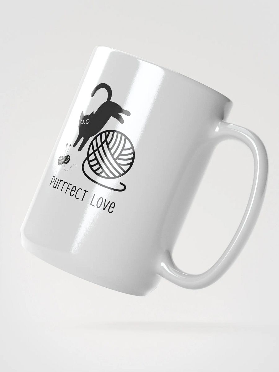 Black Cat with a knitting ball | White Glossy Mug product image (2)