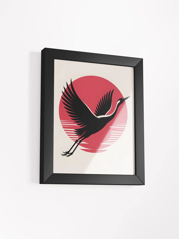 Flying Crane and Sun Framed Print | Japanese Art Wall Decor product image (2)