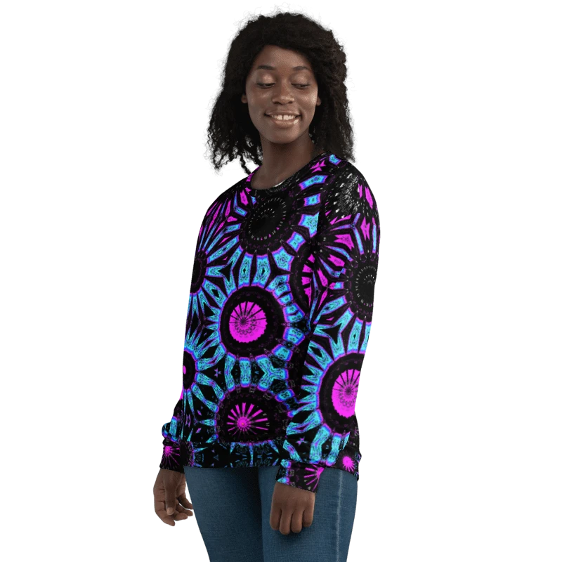 Abstract Circular Shapes in Turquoise, Black and Pink Unisex Sweatshirt product image (4)