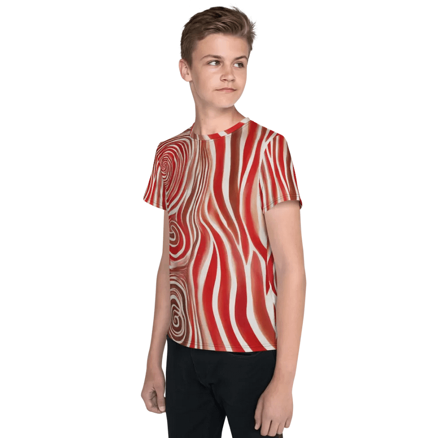 Funky Red Liquid Explosion Tie-Dye Youth Crew Neck Tee product image (3)