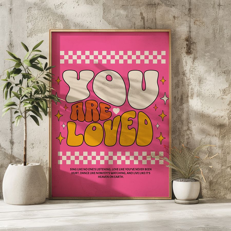 YOUR ARE LOVED Retro Typography Self-love Poster product image (7)