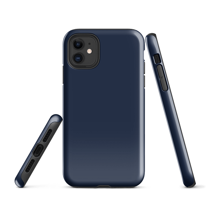 Navy Blue Solid Colour iPhone® Glossy Tough Case product image (1)