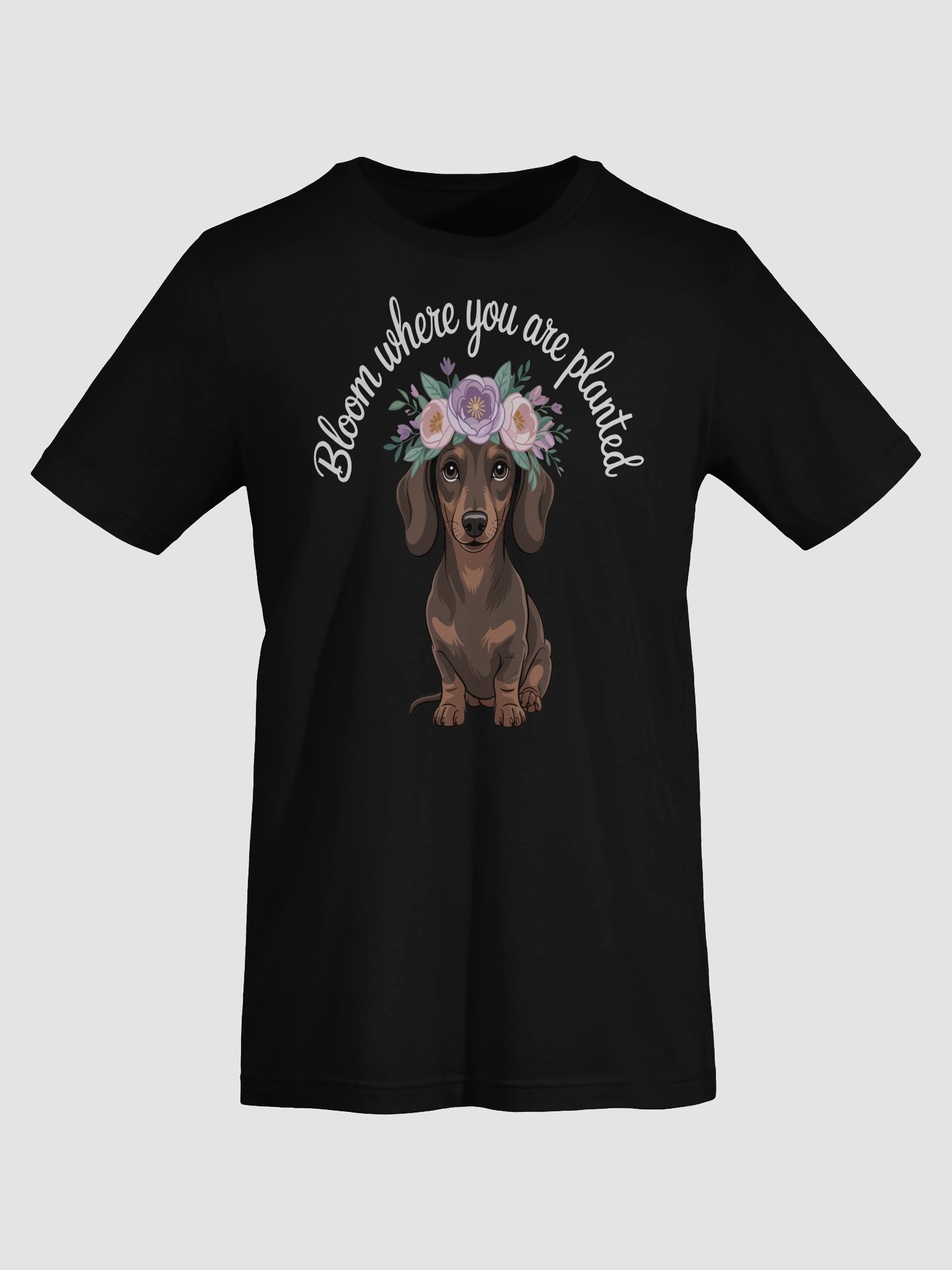 Bloom Where You Are Planted – Floral Crown Dachshund T-Shirt product image (13)