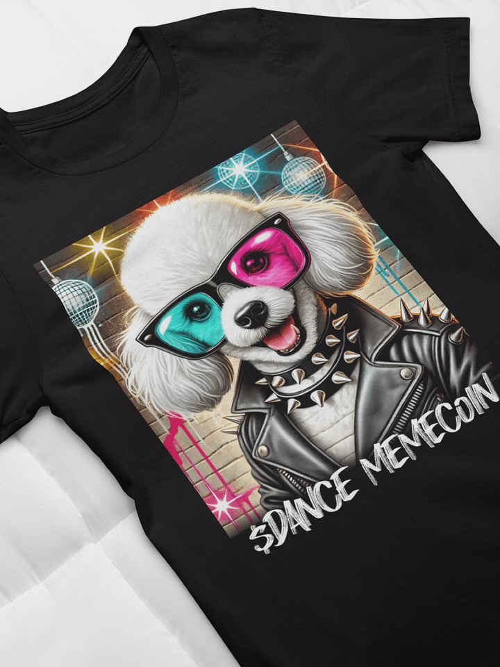 ROMO the POODLE - DANCE MEMECOIN - PREMIUM TEE - BLACK product image (1)