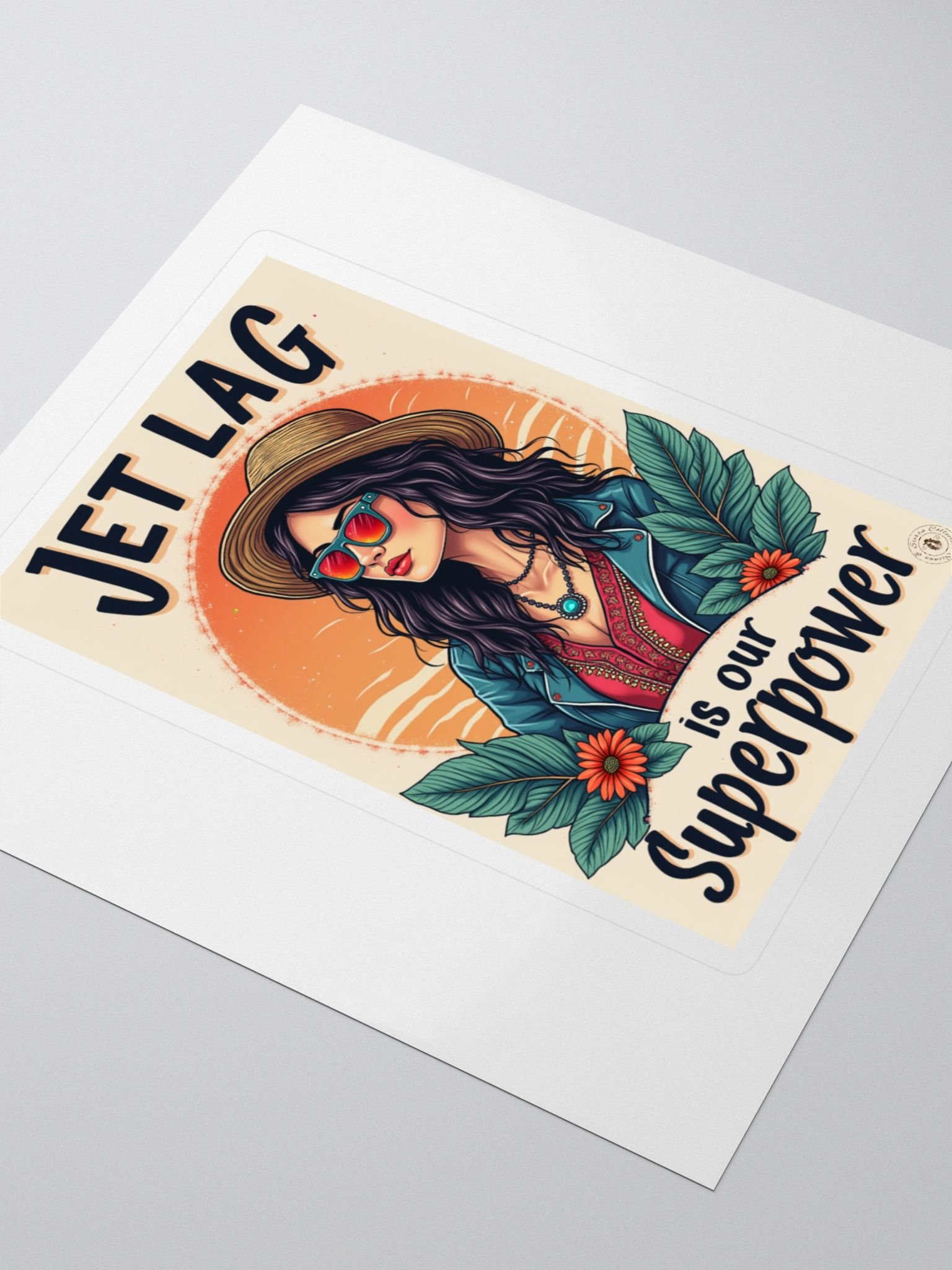 Jet Lag Superpower Sticker – Retro Travel Vibe product image (3)