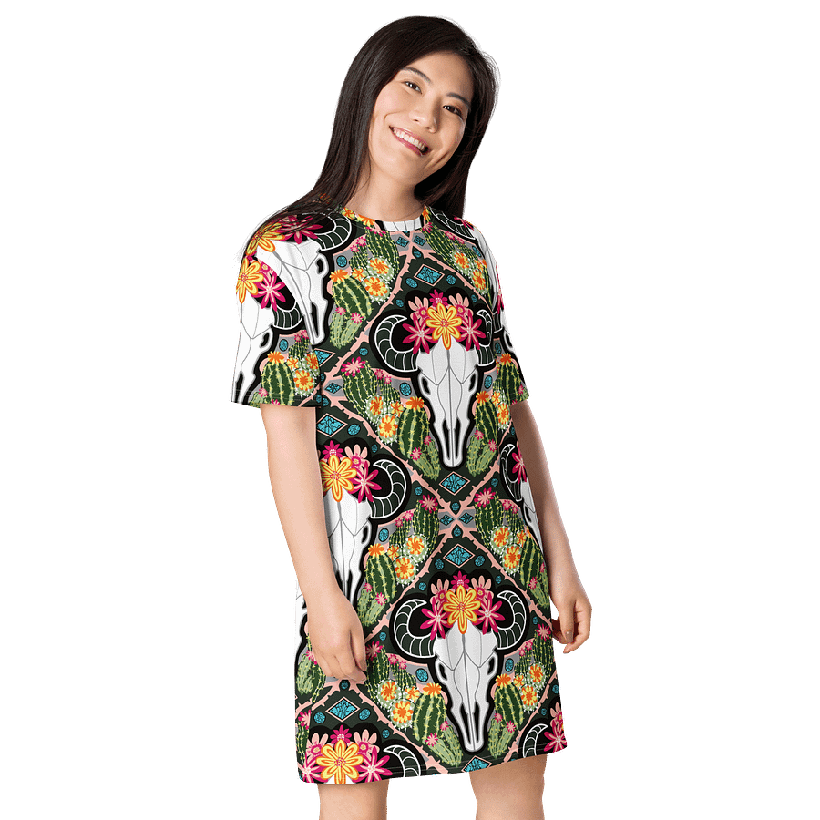 Western Americana Cacti Cow | Bold Desert Design | T-Shirt Dress | by Monique Faella Designs™ product image (4)