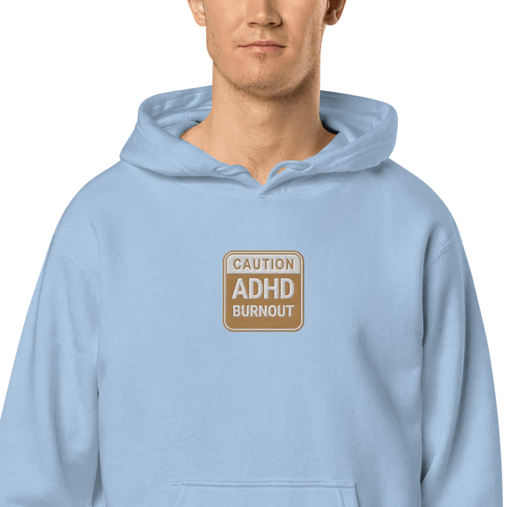 CAUTION: ADHD BURNOUT embroidered pigment hoodie (brown design) product image (2)