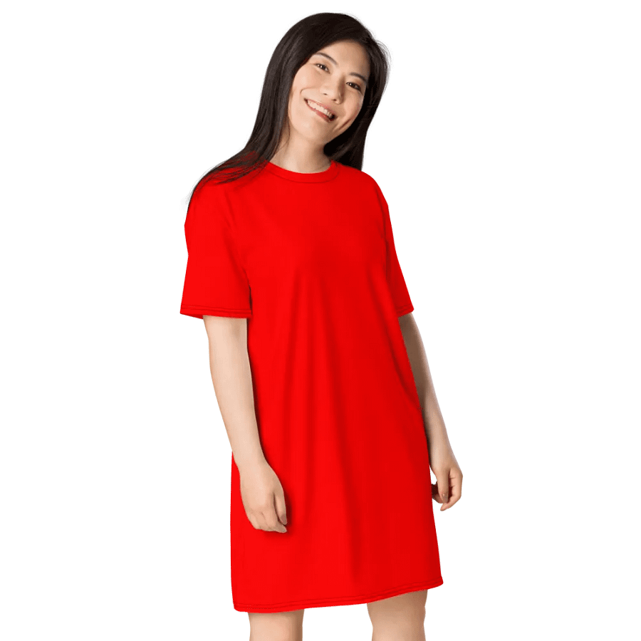 Plain Color Red T-Shirt Dress product image (4)