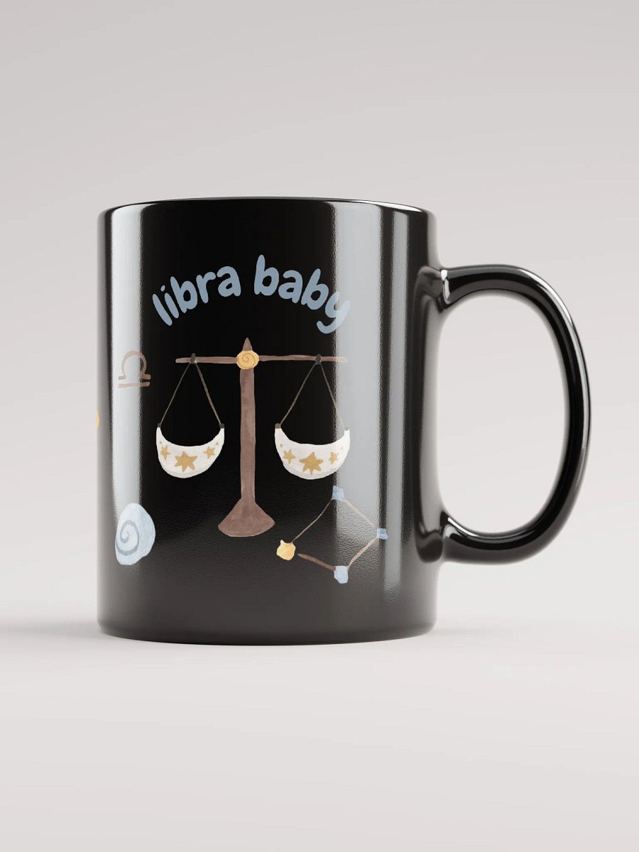 Libra Baby September 23 – October 23 BLACK GLOSSY MUG Baby Gift, New Baby Gift, Fun Astrology Gift product image (2)