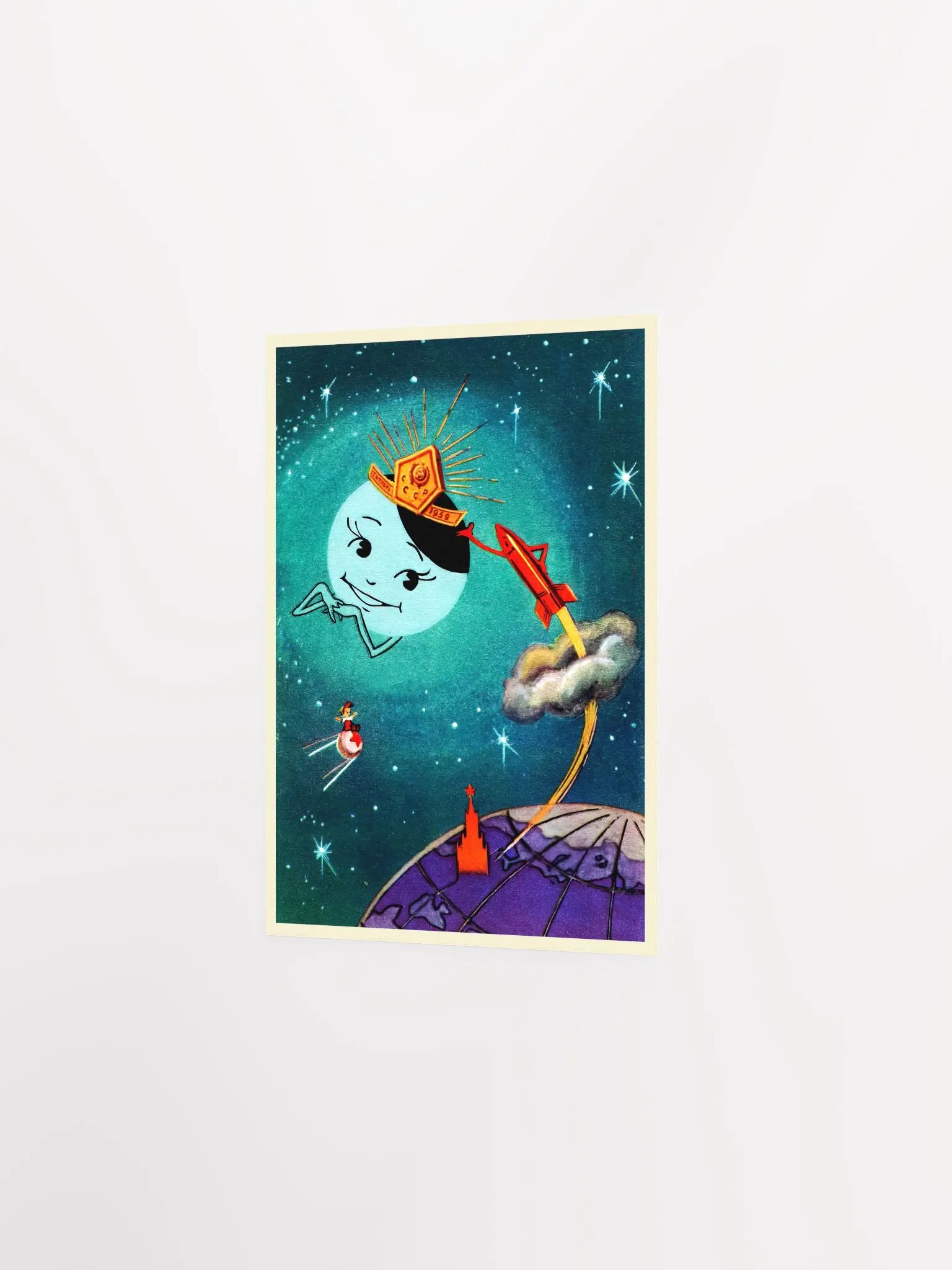 Sputnik 1, 1957 USSR — Soviet vintage space art poster, soviet retro poster product image (6)