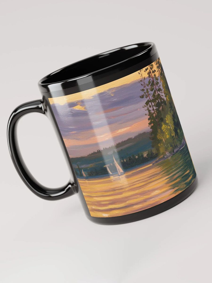 Sunset Lake Sailing, Black Glossy Mug product image (5)
