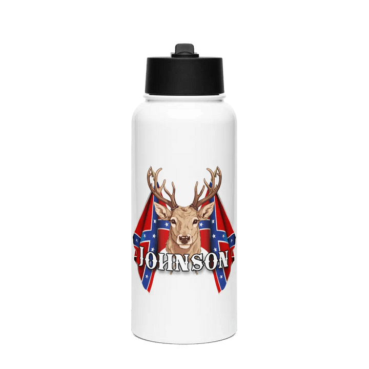 "Johnson" Last Name Rebel Redneck Deer - Stainless Steel Sports Water Bottle product image (1)