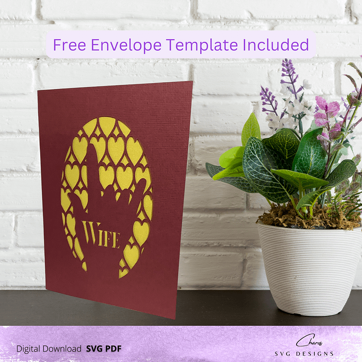 I Love You Heart Greeting Card for Wife & Husband (ASL) with Free Envelope SVG product image (1)