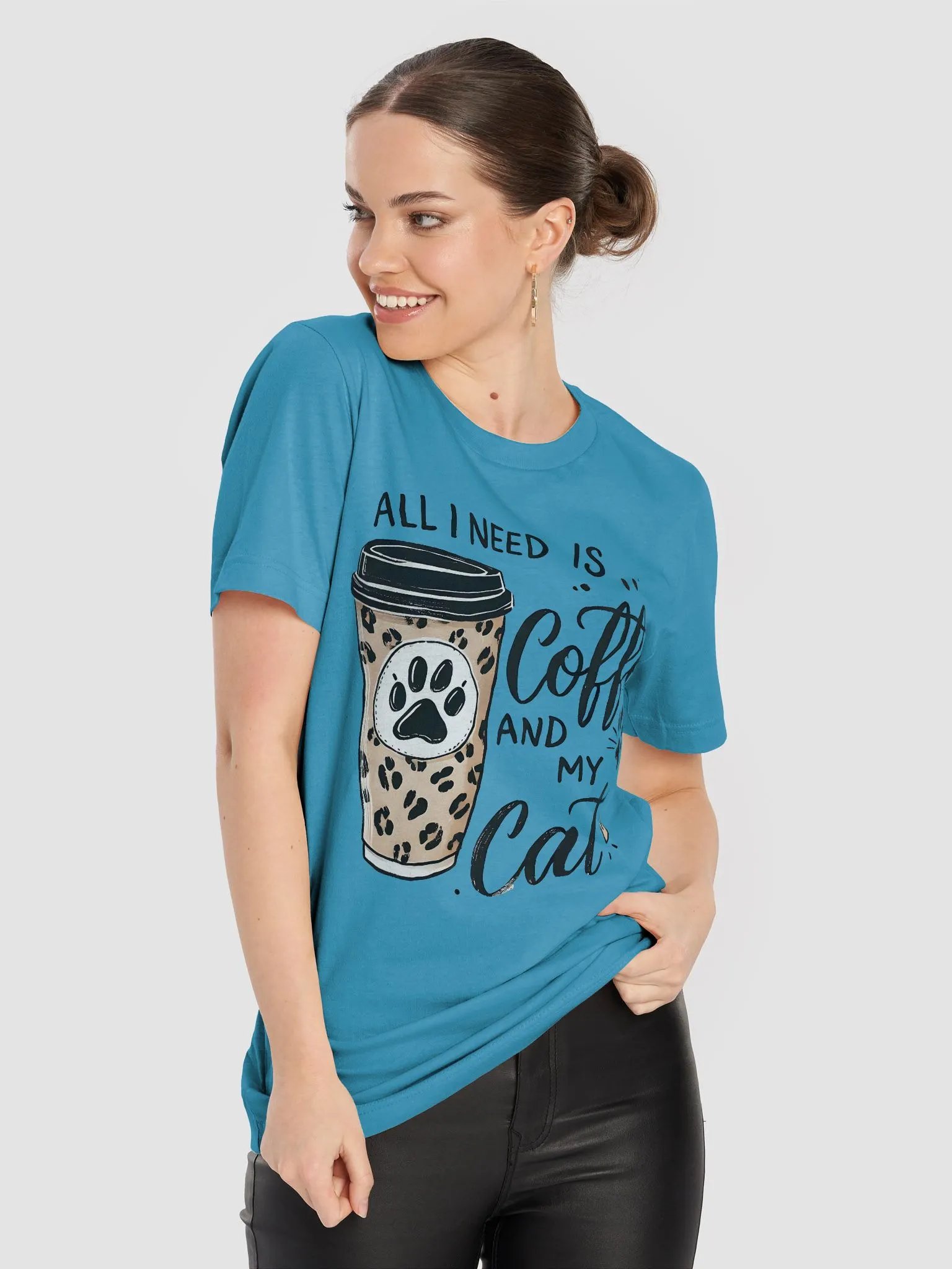 All I Need is Coffee and My Cat Leopard Print Graphic T-Shirt product image (5)