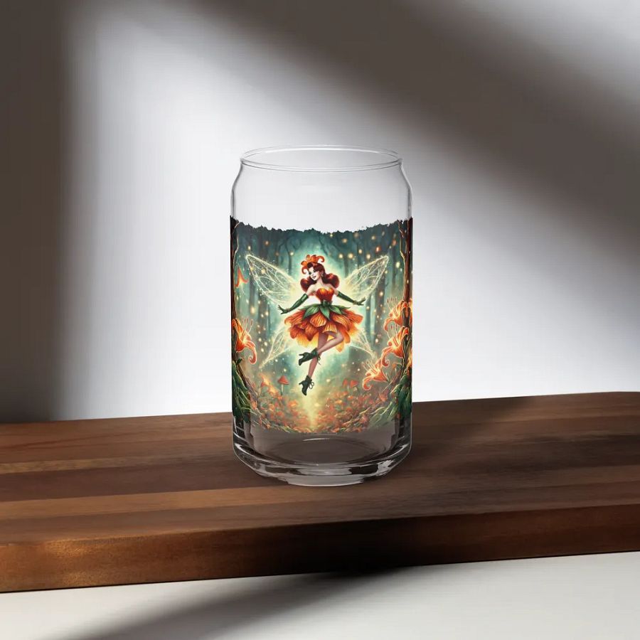 Enchanted Orange Lily Fairy Glass with Optional Lid and Straw product image (35)